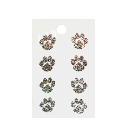 Pegable Mini Paw Glitter Stickers - Silver - 8 pcs. per sheet