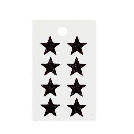 Pegable Mini Star Glitter Stickers - Black - 8 pcs. per sheet
