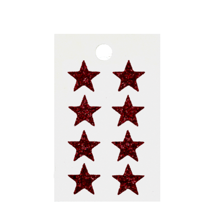 Pegable Mini Star Glitter Stickers - Burgundy - 8 pcs. per sheet