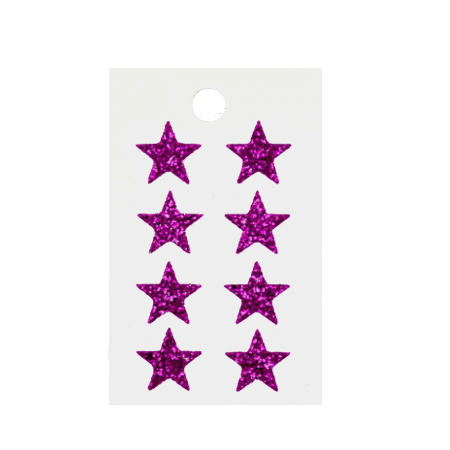 Pegable Mini Star Glitter Stickers - Hot Pink - 8 pcs. per sheet