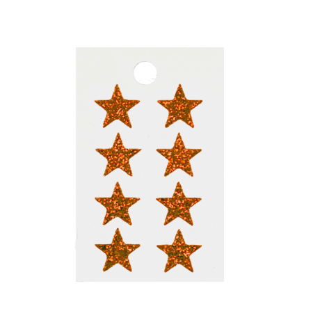 Pegable Mini Star Glitter Stickers - Orange - 8 pcs. per sheet