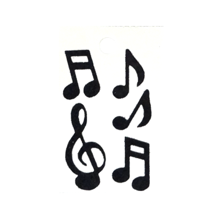 Pegable Music Notes Glitter Stickers - Black - 5 pcs. per sheet