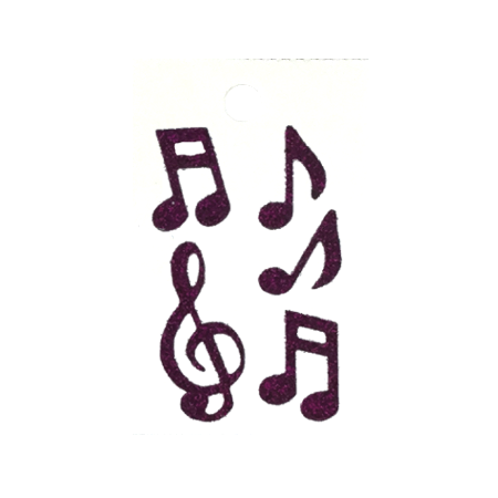 Pegable Music Notes Glitter Stickers - Burgundy - 5 pcs. per sheet