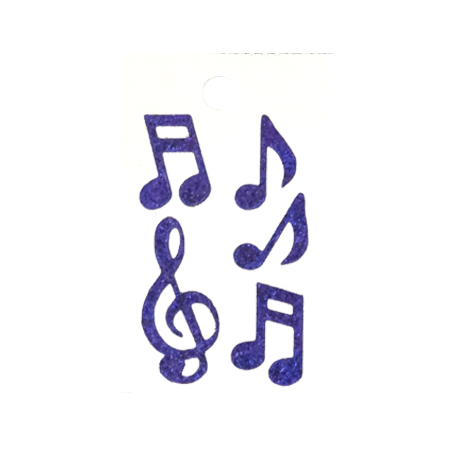 Pegable Music Notes Glitter Stickers - Purple - 5 pcs. per sheet