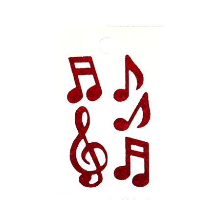 Pegable Music Notes Glitter Stickers - Red - 5 pcs. per sheet