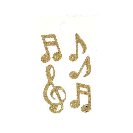 Pegable Music Notes Glitter Stickers - Soft Gold - 5 pcs. per sheet