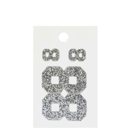 Pegable Glitter Stickers - 8 - Silver - 4 pcs. per sheet