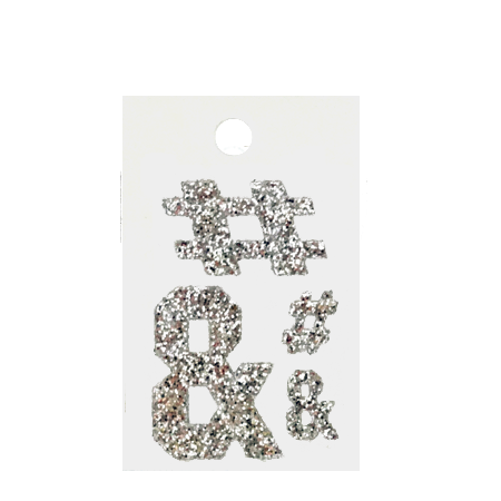 Pegable Glitter Stickers - &/# - Silver - 4 pcs. per sheet