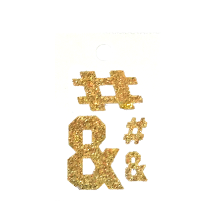 Pegable Glitter Stickers - &/# - Soft Gold - 4 pcs. per sheet