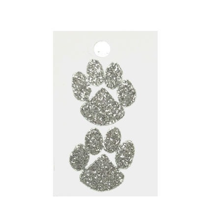 Pegable Paw Glitter Stickers - Silver - 2 pcs. per sheet