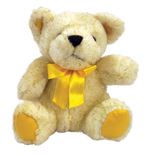6" Plush Bear - White/Gold Mix