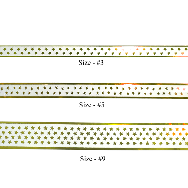 #9 Clear Ribbon with Stars - Gold - 27 yd. roll