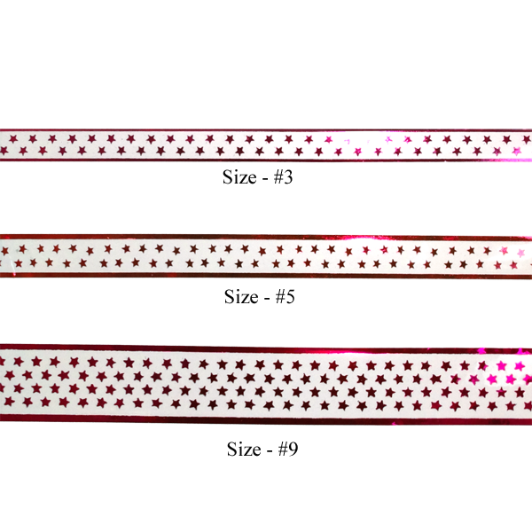 #9 Clear Ribbon with Stars - Red - 27 yd. roll