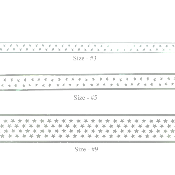 #9 Clear Ribbon with Stars - Silver - 27 yd. roll