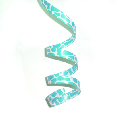 3/8" Giraffe Curling Ribbon - Turquoise - 250 yd. roll