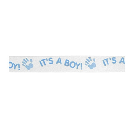 It's a Boy Curling Ribbon - White/Blue Print - 250 yd. roll