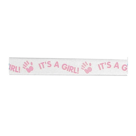 It's a Girl Curling Ribbon - White/Pink Print- 250 yd. roll