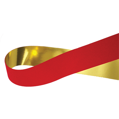 #9 Glitter Veltex - Flocked Poly Weatherproof Ribbon - Red/Metallic Gold - 25 yd. roll