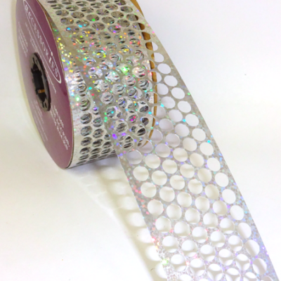 #9 Honeycomb Ribbon -1.75" - Holographic Silver - 25 yd. roll