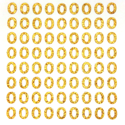Petite - 1/2" Old Gold Glitter Number Sheet - #0 - 72 per sheet