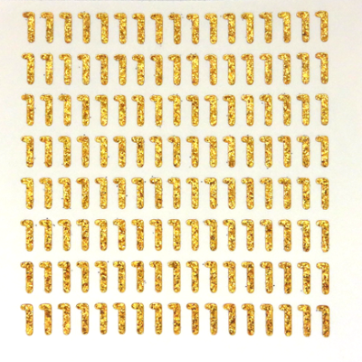 Petite - 1/2" Old Gold Glitter Number Sheet - 1 - 136 per sheet