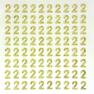 Petite - 1/2" Soft Gold Glitter Number Sheet - 2 - 80 per sheet