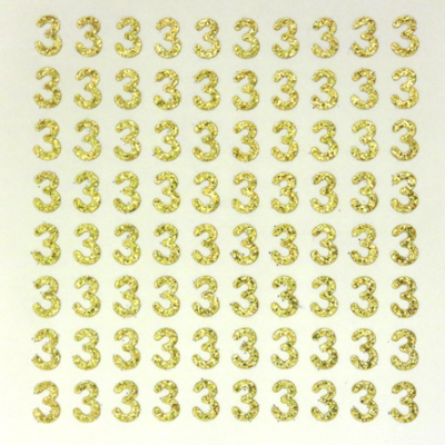 Petite - 1/2" Soft Gold Glitter Number Sheet - 3 - 80 per sheet
