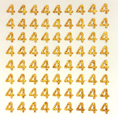 Petite - 1/2" Old Gold Glitter Number Sheet - 4 - 72 per sheet