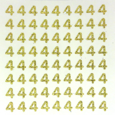 Petite - 1/2" Soft Gold Glitter Number Sheet - 4 - 72 per sheet