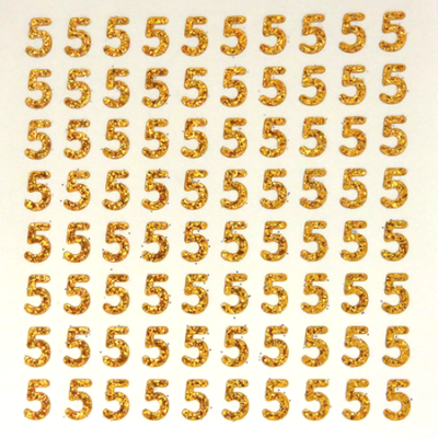 Petite - 1/2" Old Gold Glitter Number Sheet - 5 - 80 per sheet