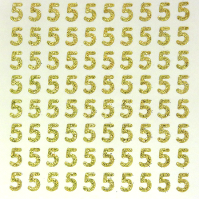 Petite - 1/2" Soft Gold Glitter Number Sheet - 5 - 80 per sheet