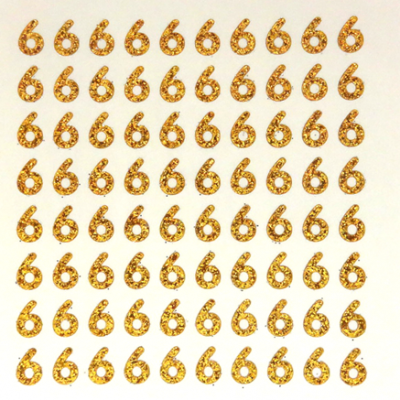 Petite - 1/2" Old Gold Glitter Number Sheet - 6 - 80 per sheet