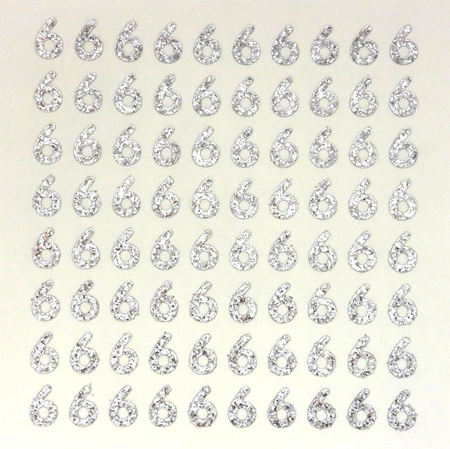 Petite - 1/2" Silver Glitter Number Sheet - 6 - 80 per sheet