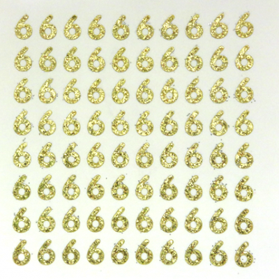 Petite - 1/2" Soft Gold Glitter Number Sheet - 6 - 80 per sheet