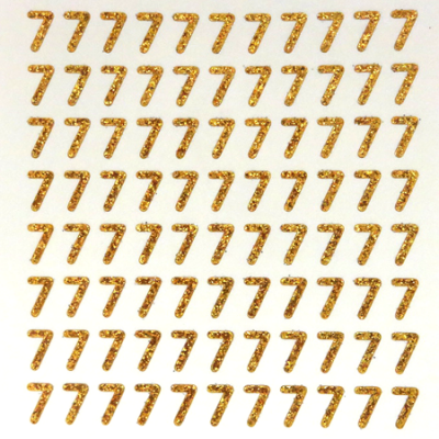 Petite - 1/2" Old Gold Glitter Number Sheet - 7 - 88 per sheet