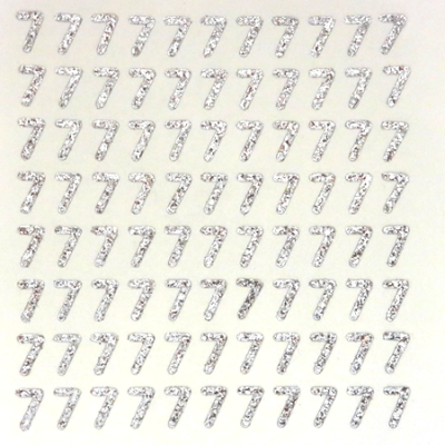 Petite - 1/2" Silver Glitter Number Sheet - 7 - 88 per sheet