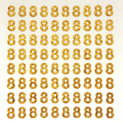 Petite - 1/2" Old Gold Glitter Number Sheet - 8 - 80 per sheet