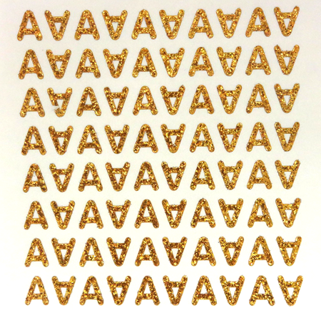 Petite - 1/2" Old Gold Glitter Letter Sheet - A - 80 per sheet
