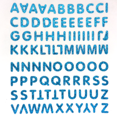Petite - 1/2" Baby Blue Glitter Alphabet Sheet -86 per sheet