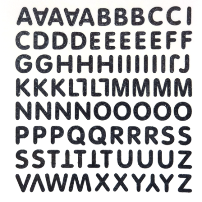 Petite - 1/2" Black Glitter Alphabet Sheet -86 per sheet