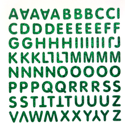 Petite - 1/2" Emerald Glitter Alphabet Sheet -86 per sheet