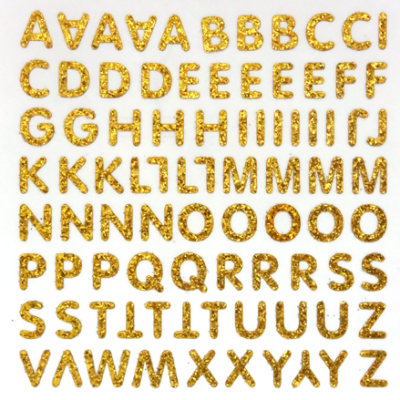 Petite - 1/2" Old Gold Glitter Alphabet Sheet -86 per sheet