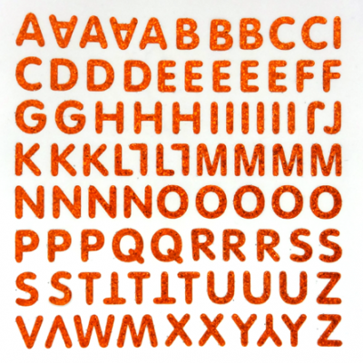 Petite - 1/2" Orange Glitter Alphabet Sheet -86 per sheet