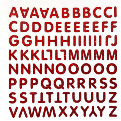 Petite - 1/2" Red Glitter Alphabet Sheet -86 per sheet