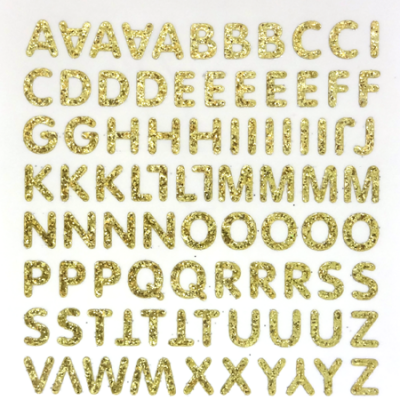 Petite - 1/2" Soft Gold Glitter Alphabet Sheet -86 per sheet