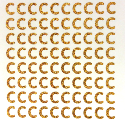Petite - 1/2" Old Gold Glitter Letter Sheet - C - 80 per sheet