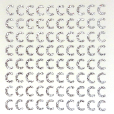 Petite - 1/2" Silver Glitter Letter Sheet - C - 80 per sheet