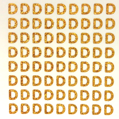 Petite - 1/2" Old Gold Glitter Letter Sheet - D - 72 per sheet