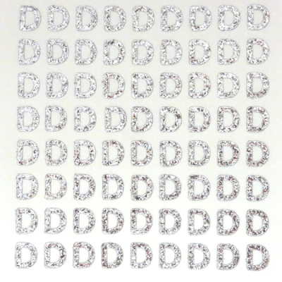 Petite - 1/2" Silver Glitter Letter Sheet - D - 72 per sheet