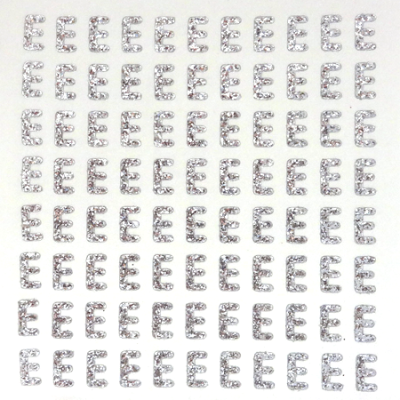 Petite - 1/2" Silver Glitter Letter Sheet - E - 80 per sheet